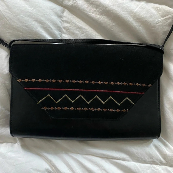 VINTAGE Sant’ Andrea Black Envelope Clutch Purse *boutique* - Picture 2 of 12